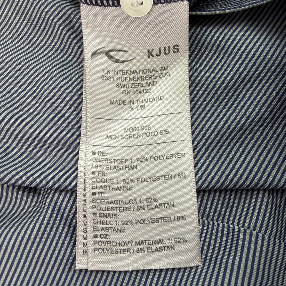 Kjus Polo Shirt Men Medium Gray Navy Stripe Performance Exmoor Country Club 1896 - Picture 8 of 14